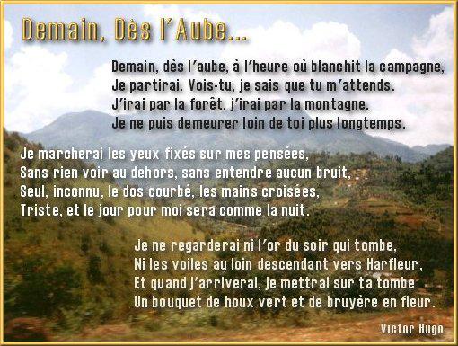 Poème "Demain, dès l'aube" de Victor Hugo, de la part de Josiane